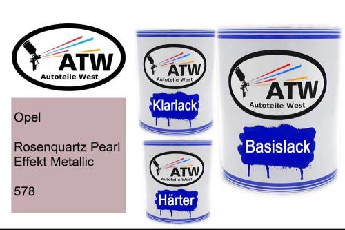 Opel, Rosenquartz Pearl Effekt Metallic, 578: 1L Lackdose + 1L Klarlack + 500ml Härter - Set, von ATW Autoteile West.